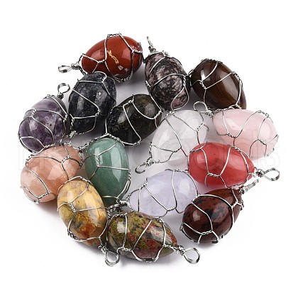 Natural & Synthetic Mixed Gemstone Pendants G-N326-151P-1