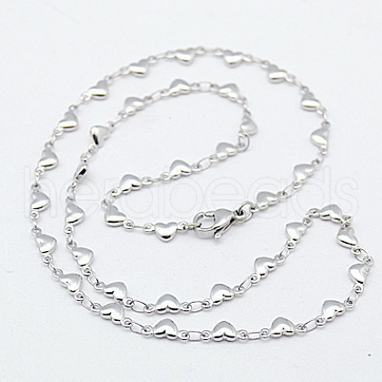 Cute Valentines Day Gift 304 Stainless Steel Necklaces Women Heart Link Chain Necklaces X-NJEW-G038-46-1