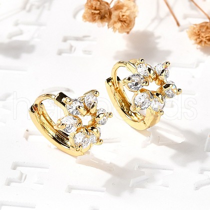 Flower Brass Hoop Earrings EJEW-S256-01A-G-1
