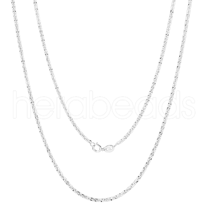 Anti-Tarnish Rhodium Plated 925 Sterling Silver Thin Dainty Link Chain Necklace for Women Men JN1096B-01-1