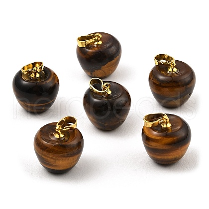 Natural Tiger Eye Teacher Apple Charms G-Z022-02L-G-1