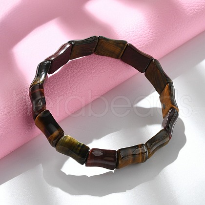 Natural Tiger Eye Bead Stretch Bracelets for Women Men BJEW-C097-02B-1