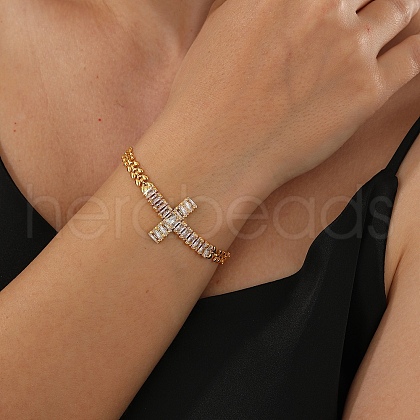 Elegant European and American Style Brass Leaf Link Chain Bracelets CY4061-1-1