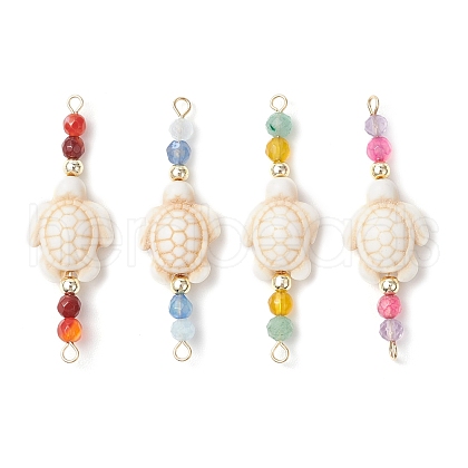 Summer Beach Dyed Synthetic Turquoise Connector Charms PALLOY-JF03746-03-1