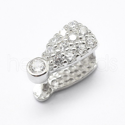 Anti-Tarnish Rhodium Plated 925 Sterling Silver Micro Pave Cubic Zirconia Pendant Bails STER-E053-10P-1