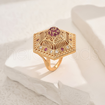 Geometric Brass Micro Pave Cubic Zirconia Adjustable Finger Rings for Women DO6393-2-1