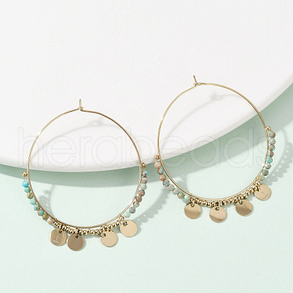 304 Stainless Steel Natural Natural Turquoise Chandelier Earrings EJEW-Z089-36G-01-1