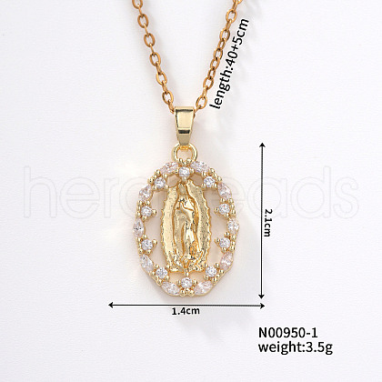Retro Colorful Fashion Necklace with Shiny Rhinestones and Virgin Mary Pendant LW6178-1-1