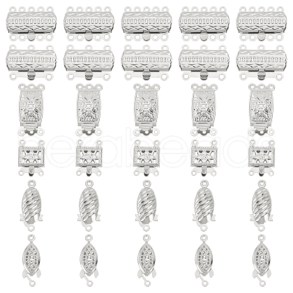 DICOSMETIC 60 Sets 6 Styles 304 Stainless Steel Box Clasps STAS-DC0009-62-1