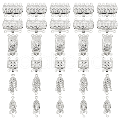 DICOSMETIC 60 Sets 6 Styles 304 Stainless Steel Box Clasps STAS-DC0009-62-1