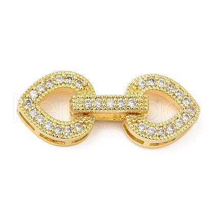 Rack Plating Brass Pave Clear Cubic Zirconia Fold Over Clasps KK-Q781-07G-1