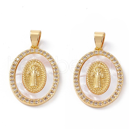 Brass Micro Pave Clear Cubic Zirconia Pendants ZIRC-M116-24G-1