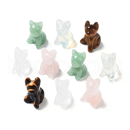 Natural & Synthetic Gemstone Carved Dog Statues Ornament G-P525-10-1