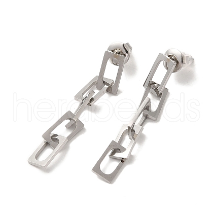 Non-Tarnish 304 Stainless Steel Chain Dangle Stud Earrings for Women EJEW-Q781-27P-1