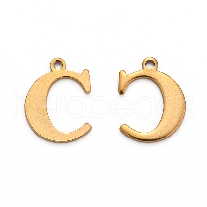 Ion Plating(IP) 304 Stainless Steel Alphabet Charms STAS-H122-C-G-1
