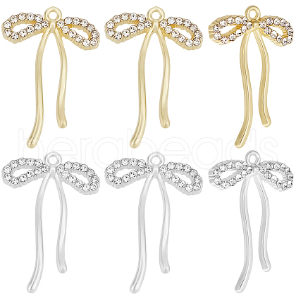 Beebeecraft 12Pcs 2 Colors Alloy Micro Pave Cubic Zirconia Pendants FIND-BBC0003-41-1