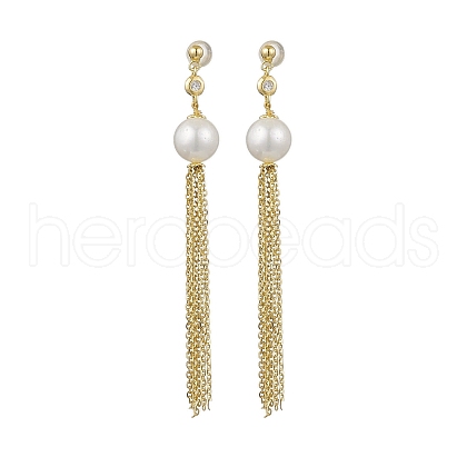 Mother's Day Jewellery Natural Pearl Ear Studs EJEW-P286-43G-1