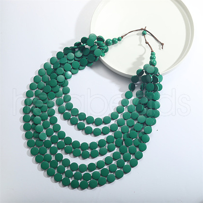 Bohemian Wood Disc Beaded Multilayer Bib Necklaces for Women FS-WG91E46-05-1