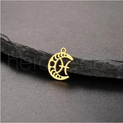 Real 18K Gold Plated 304 Stainless Steel Pendants STAS-R003-02G-01-1