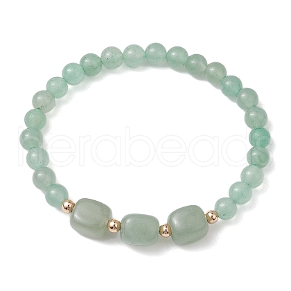 Natural Green Aventurine Cube & Round Beaded Stretch Bracelets BJEW-JB10807-02-1