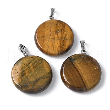 Natural Tiger Eye Pendants G-A259-04P-02-1