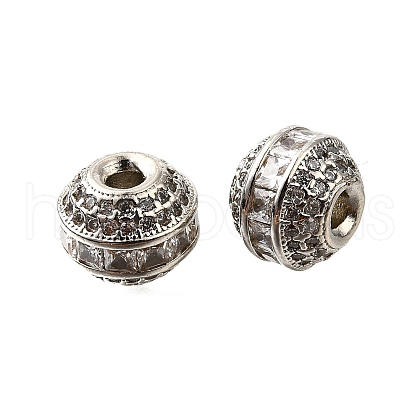 Round Brass Micro Pave Cubic Zirconia Beads KK-L230-11P-04-1