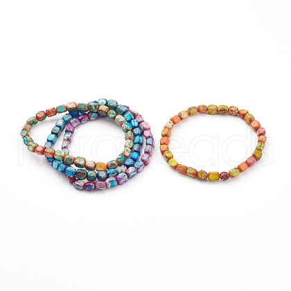 Natural Regalite/Imperial Jasper/Sea Sediment Jasper Beads Stretch Bracelets BJEW-JB05927-1