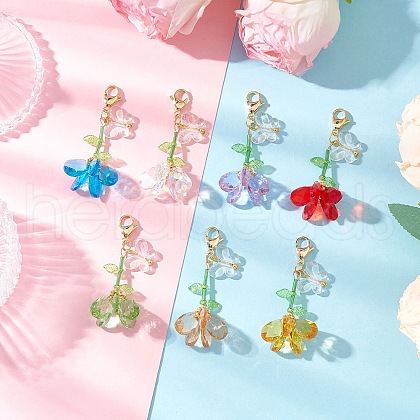 Handmade Glass Seed Beaded and Acylic Butterfly Pendant Decorations Sets HJEW-MZ00259-1