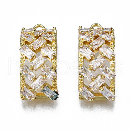 Brass Inlaid Clear Cubic Zirconia Pendants ZIRC-S069-002G-1
