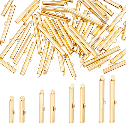Unicraftale 48Pcs 4 Styles 304 Stainless Steel Slide On End Clasp Tubes STAS-UN0058-14-1