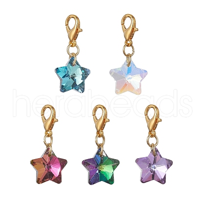 Glass Star Pendant Decoration HJEW-JM01583-01S-1