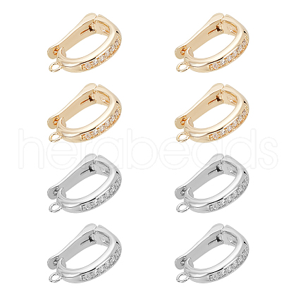   8Pcs 2 Colors Rack Plating Brass Micro Pave Clear Cubic Zirconia Fold Over Clasps FIND-PH0020-88-1