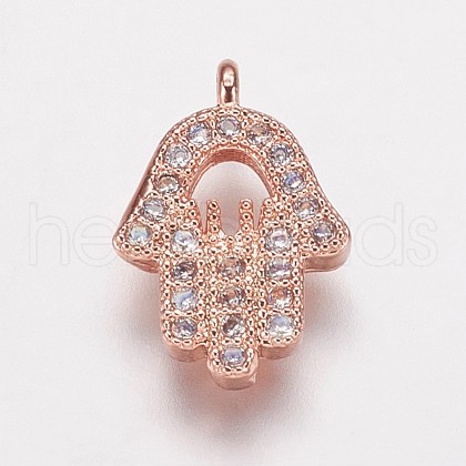 Brass Cubic Zirconia Charms KK-P134-29RG-1