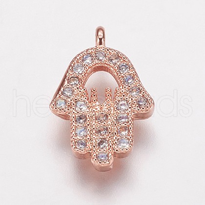 Brass Cubic Zirconia Charms KK-P134-29RG-1