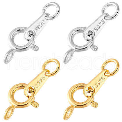   4Pcs 2 Colors 925 Sterling Silver Spring Ring Clasps STER-PH0001-98-1