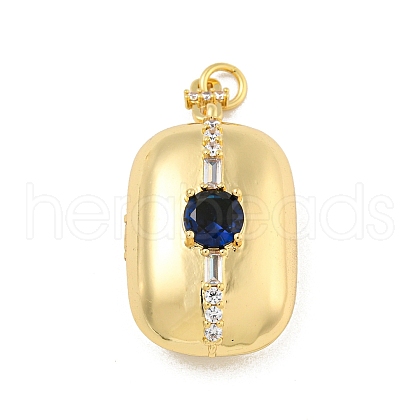 Brass Cubic Zirconia Locket Pendants KK-N254-93B-G-1