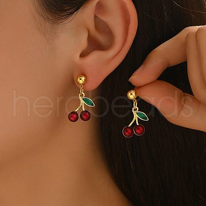 Brass Dangle Stud Earrings JI9518-2-1