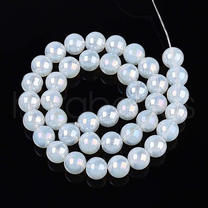 Electroplate Imitation Jade Glass Beads Strands GLAA-T032-J10mm-AB02-1