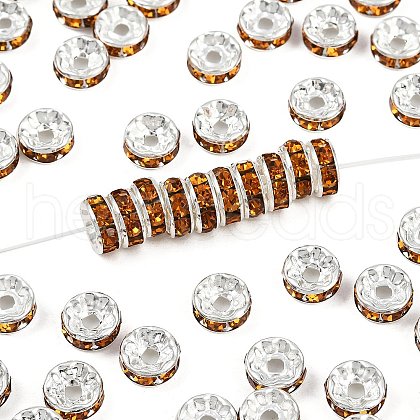 Brass Grade A Rhinestone Spacer Beads RB-A014-Z8mm-17S-1