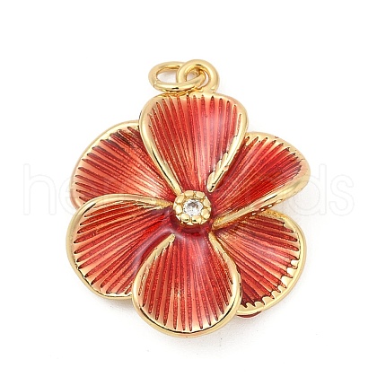 Brass Pave Cubic Zirconia with Enamel Pendants KK-U062-42G-02-1