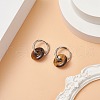 Natural Tiger Eye Pi Disc/Donut Dangle Hoop Earrings EJEW-JE05132-01-2