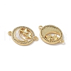 Brass Micro Pave Clear Cubic Zirconia and Natural Shell Moon with Butterfly Connector Charms KK-Z115-11G-2