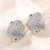 Brass Micro Pave Clear Cubic Zirconia Cuff Earrings EJEW-Z111-03P-02-3