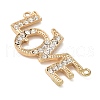 Alloy Crystal Rhinestone Word LOVE Connector Links Charms FIND-M052-09G-NR-2