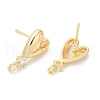 Brass with Glass Studs Earrings Findings KK-K333-42G-2