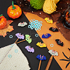 BENECREAT 12Pcs 6 Colors Bat Halloween Theme Silicone Focal Beads with 50Pcs Plastic Knitting Stitch Marker Rings SIL-BC0001-11-5