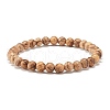 6mm Round Natural Mixed Wood Beads Stretch Bracelet BJEW-JB07360-2