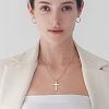 Brass Brass Micro Pave Clear Cubic Zirconia Star Cross Pendant Necklaces for Women FS-WG56FB4-01-3