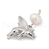 Natural Cultured Freshwater Pearl & Brass Pendants KK-U062-17P-2