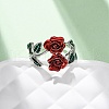 Zinc Alloy Enamel Open Cuff Rings for Women RJEW-U058-01P-2